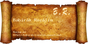 Babirák Rozália névjegykártya